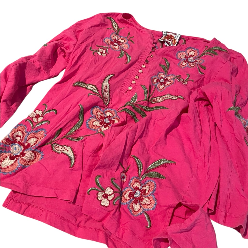 Johnny Was Hit Link Geometric Print Peasant Blouse Perfect Condition Size Large